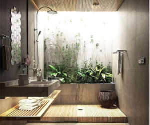 Relaxing, stone, wood, plants, indoor