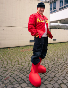 Big red boot, oversized shoe